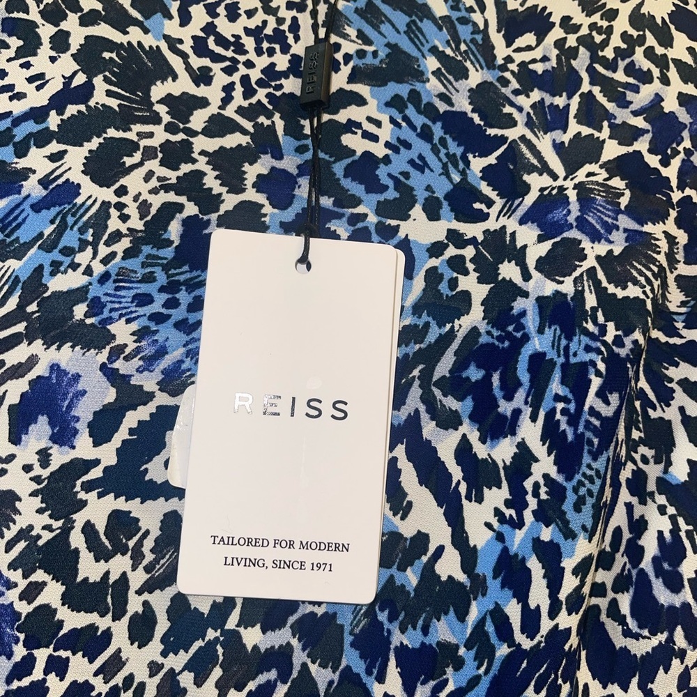 NWT Reiss Blue and White Midi Dress - Picture 7 of 11